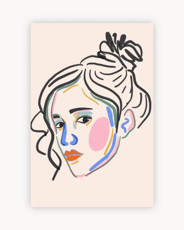 Colorful Line Art Portrait